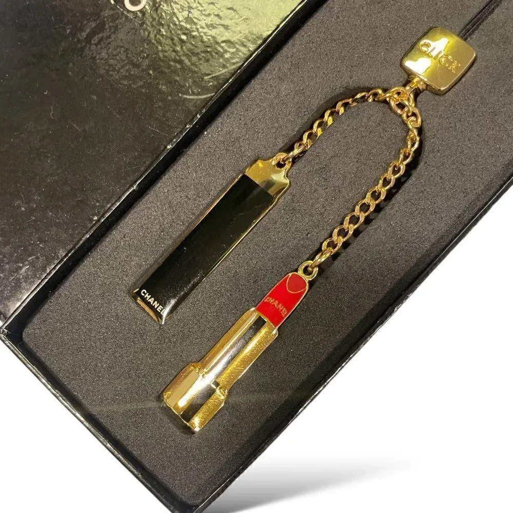 Authentic CHANEL Lipstick/Makeup Charms on Gold-Tone Chain